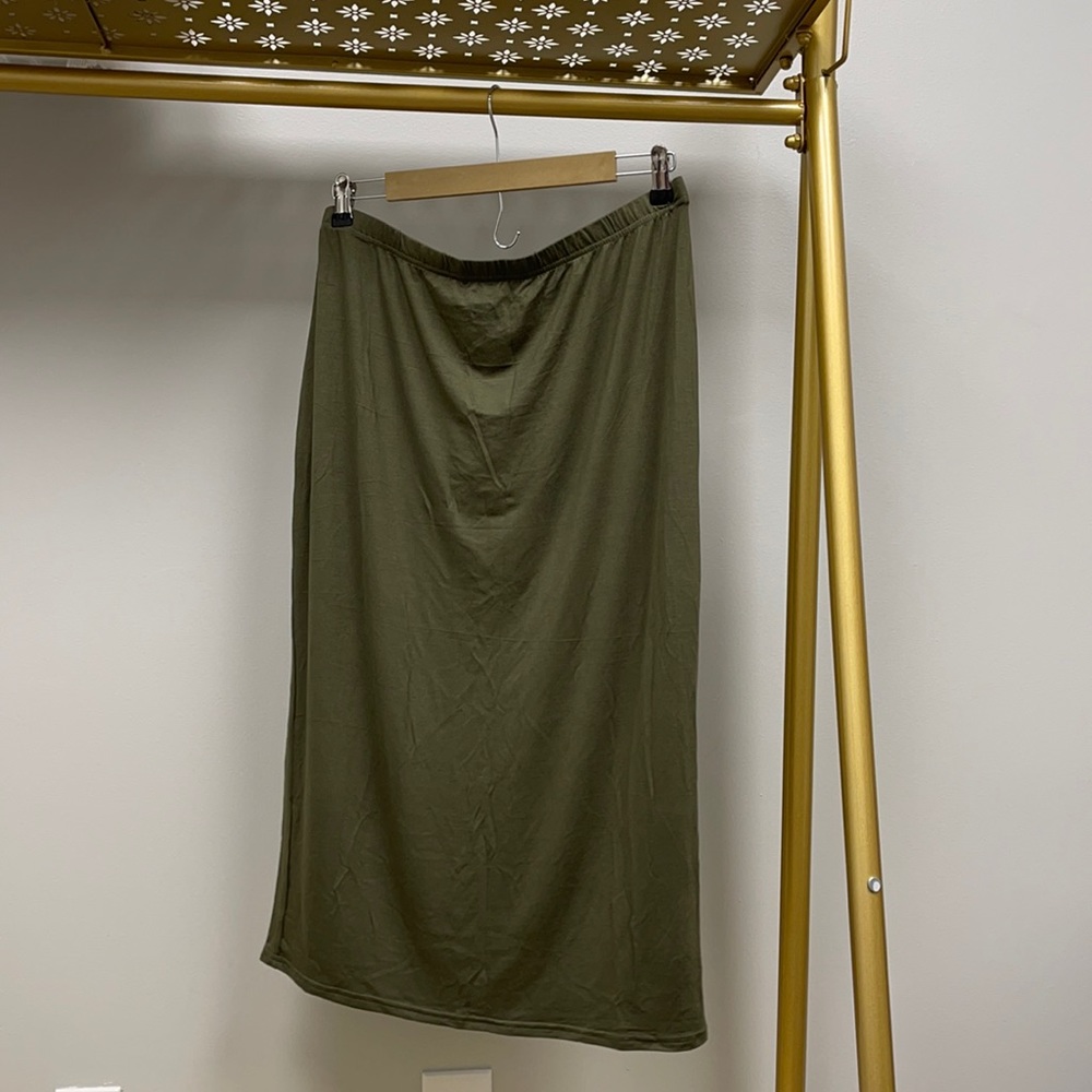 Boohoo Plus Midi Tube Khaki Green Skirt Ladies Size 18